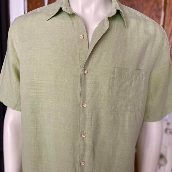 TASSO ELBA Island Green Silk/Linen Button Down Shirt sz L - Picture 3 of 7